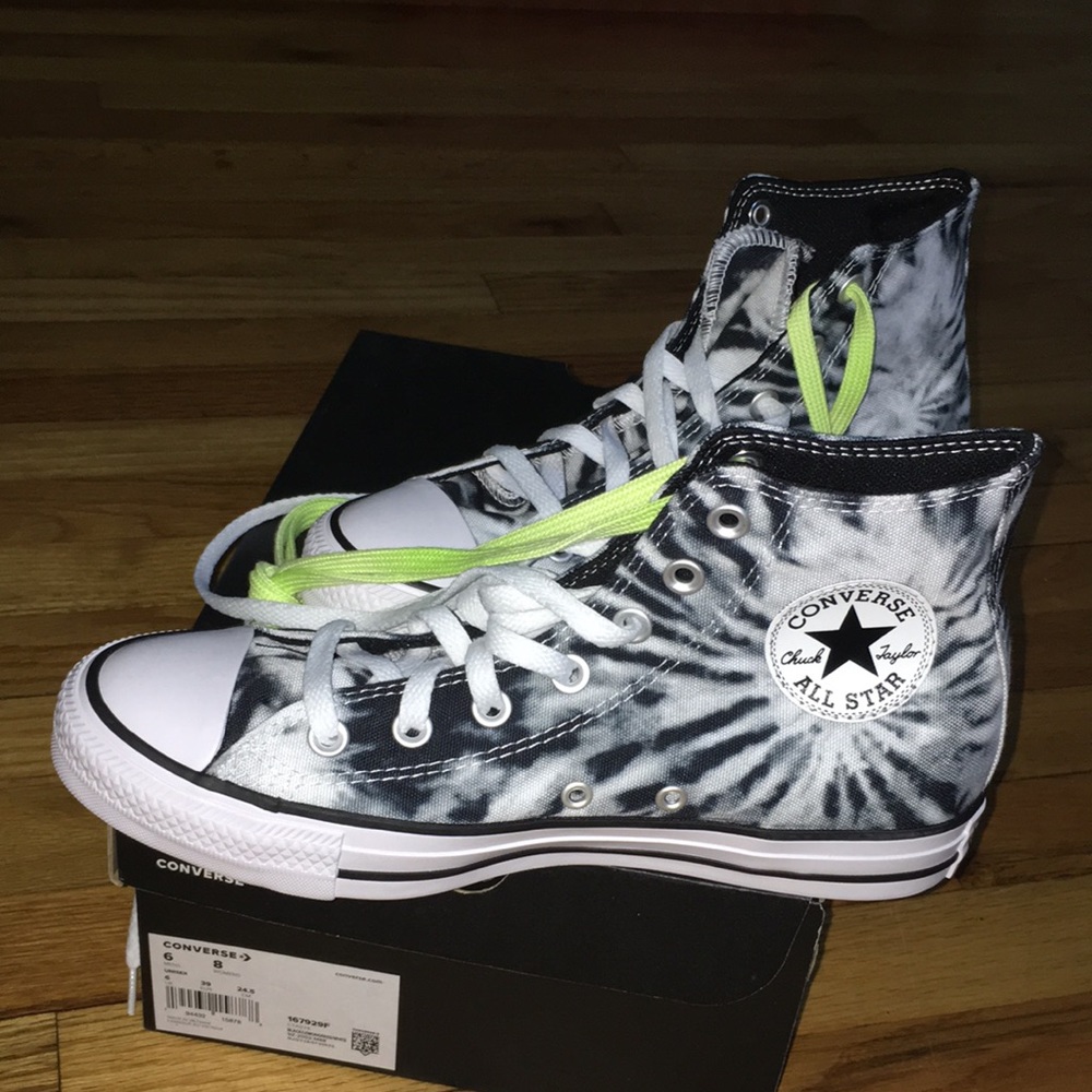 Converse Hightop, TieDye Black, Lemongrass, White
